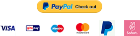 Zahlungsoptionen für einen Online-Shop, einschließlich PayPal, Kreditkarten und Sofort.