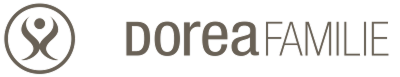 Logo von DoreaFamilie mit stilisiertem menschlichen Symbol und Schriftzug.