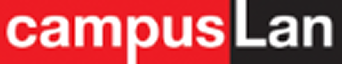 Logo von campusLan, rot und schwarz, mit dem Schriftzug "campus" in Rot und "Lan" in Schwarz.